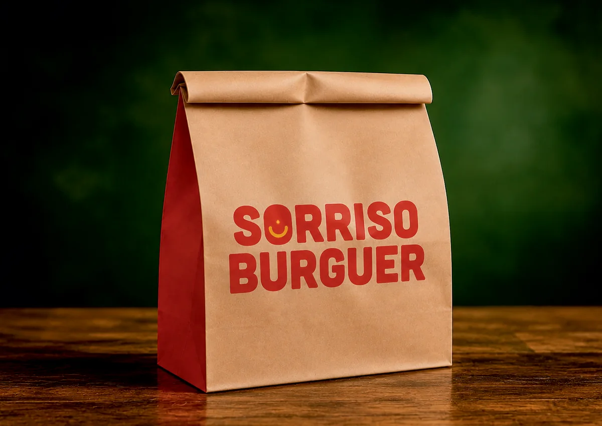 Saco de papel kraft personalizado Sorriso Burguer